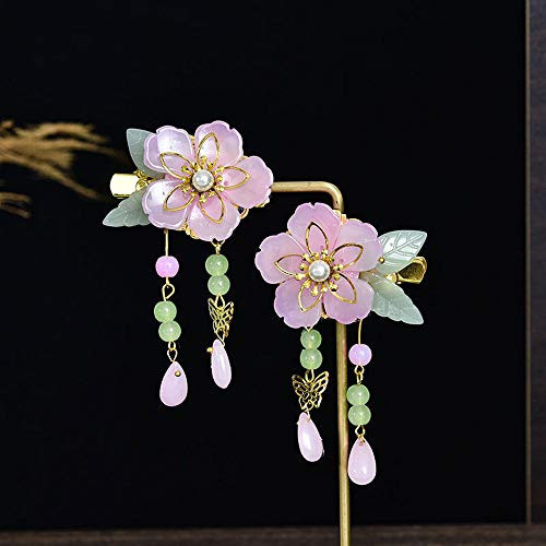 MUBEI Vintage Tassel Hair Clip Crystal Flower Leaf Hair Clips Chinese Style Ancient Style Hanfu Accessories Hairpin_J_ MUBEI Vintage Tassel Hair Clip Crystal Flower Leaf Hair Clips Chinese Style Ancient Style Hanfu Accessories Hairpin_J_