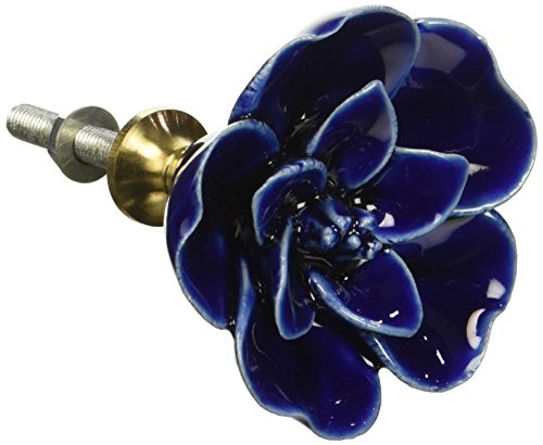 Abbott Collection Sculpted Cobalt Flower Drawer Knob