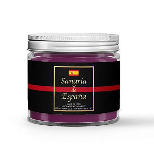 Spain Candle _ Sangria Scented _ Made with 100 Percent Vegan Soy Wax and Premium Fragrance _ Available in 3 Adorable Sizes and Wax Tart Spain Candle _ Sangria Scented _ Made with 100 Percent Vegan Soy Wax and Premium Fragrance _ Available in 3 Adorable Sizes and Wax Tart
