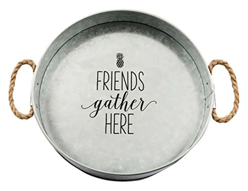 Brownlow Gifts Friends Gather Here Large Galvanized Metal Serving Tray
