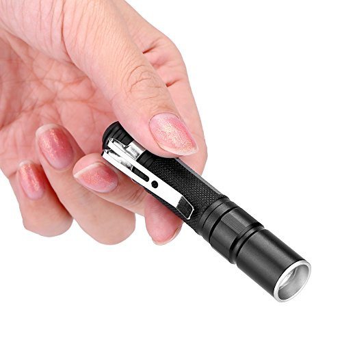Zerodis Pen Light LED Torch_ Mini Portable Aluminum Alloy Flashlight Telescopic Zoom Light Torch Lamp with Clip for Outdoor Camping