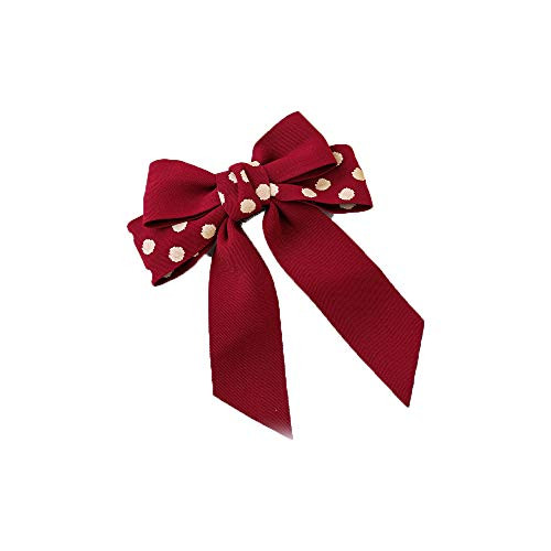 Sweet Red Bow Hair Clip Bowknot Hairpins New Year Barrette Dot Strip Hairpin Duckbill Clips Fashion Headwear Ponytail Holder_K_