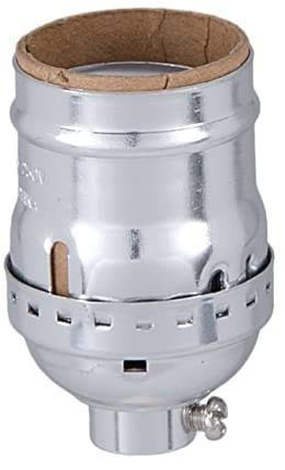 B and P Lamp Short Keyless_ Med. Base Lamp Socket with Nickel Finish