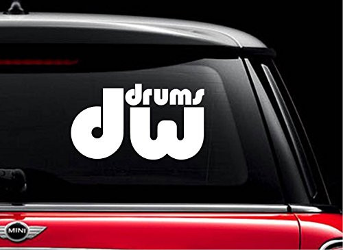 DW Drums _White 9 inch _ Vinyl Decal Sticker for Car Automobile Window Wall Laptop Notebook Etc.... Any Smooth Surface Such As Windows Bumpers