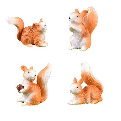 zhenleisier Miniature Garden Decoration_Cute Squirrel Animal Figurine Craft DIY Miniature Fairy Garden Accessories Micro Landscape Bonsai Doll House Indoor Outdoor Home Ornament J