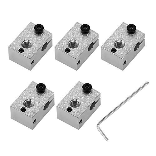 5Pieces _ 3D Printer Sensor Heater Block_ Aluminium Heater Blocks Hotend for 3D Printer_ Compatible with E3D V6 J_Head RepRap Bowden Hotend Extruder for HT_NTC100K PT100