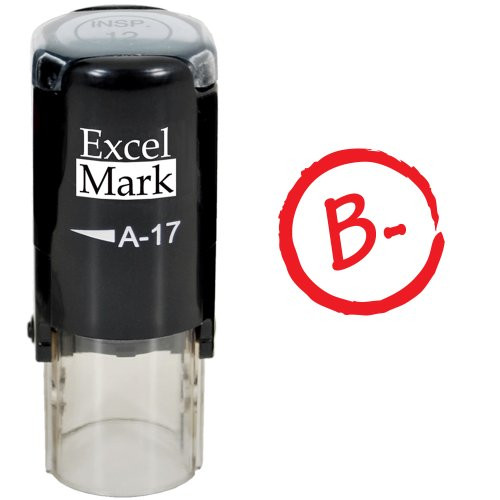 Grade B Minus _ ExcelMark Self_Inking Round Teacher Stamp _ Red Ink