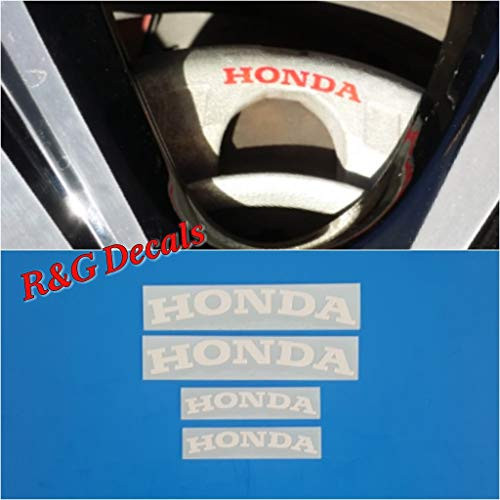 R and G HIGH TEMP CIVIC Brake Caliper Decal Sticker Set of 4 Decal  Plus  Instruction and Surface Preparation Solution _White_