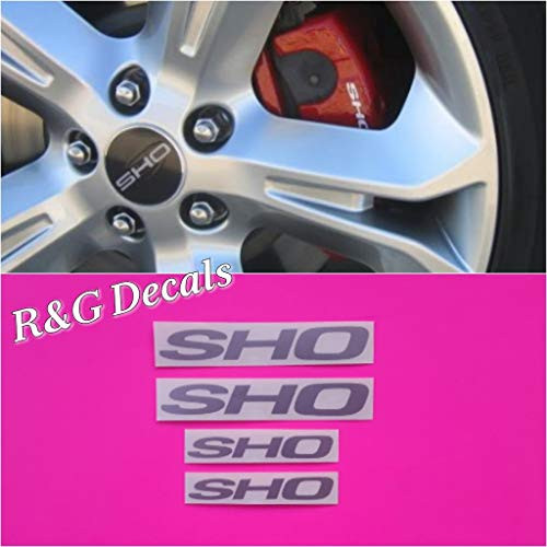 R and G HIGH TEMP Taurus SHO Brake Caliper Decal Sticker Set of 4 Decal  Plus  Instruction and Decal Surface Preparation Solution _Silver_