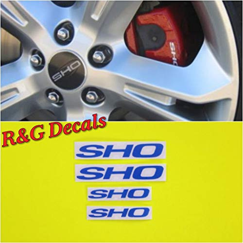 R and G HIGH TEMP Taurus SHO Brake Caliper Decal Sticker Set of 4 Decal  Plus  Instruction and Decal Surface Preparation Solution _Blue_