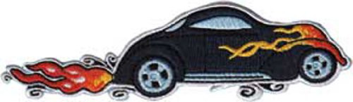 C and D Visionary Application Car Culture Blue Hot Rod with Flames Patch