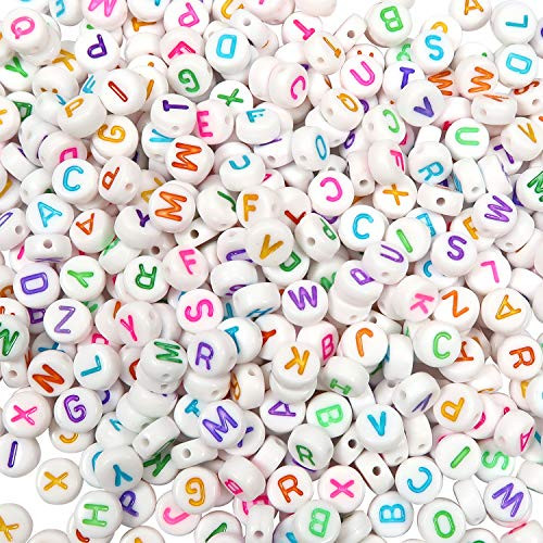 TOAOB 800pcs White Acrylic Alphabet Beads Colorful Letter A to Z Round Spacer Beads 4x7mm for DIY Jewelry Making Bracelets Necklaces Key Chains TOAOB 800pcs White Acrylic Alphabet Beads Colorful Letter A to Z Round Spacer Beads 4x7mm for DIY Jewelry Making Bracelets Necklaces Key Chains