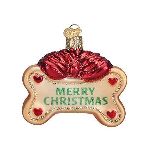 Old World Christmas Glass Blown Ornament with S-Hook and Gift Box, Dog Collection (Dog Treat)