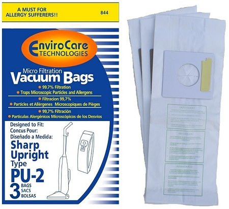 3 Sharp Upright Types PU_2 PU2 Vacuum Bags for EC03PU2 EC123WC ECT5965 ECTU2809
