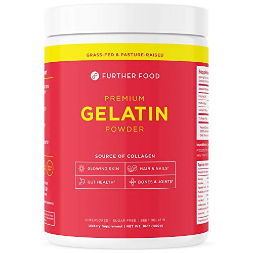 Further Food Premium Gelatin Powder | Grass-Fed, Pasture-Raised, Non-GMO, Paleo, Keto | Unflavored, Excellent Source of Collagen | Pure Beef Gelatin Powder (16 oz.)
