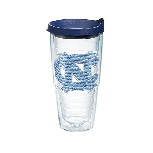 Tervis 1056608 North Carolina Tar Heels Logo Tumbler with Emblem and Navy Lid 24oz, Clear