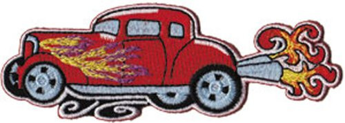 C and D Visionary Application Car Culture Red Hot Rod with Flames Patch