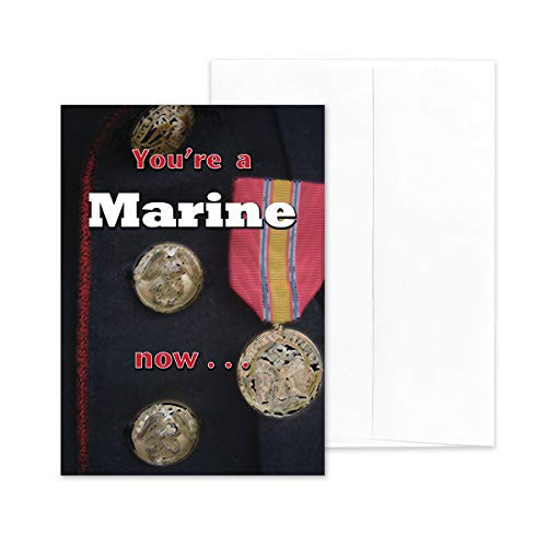 2MyHero _ US Marine Corps _ Enlisted Military Boot Camp Graduation Congratulations Greeting Card With Envelope _ 5 inch  x 7 inch  _ A Marine Now