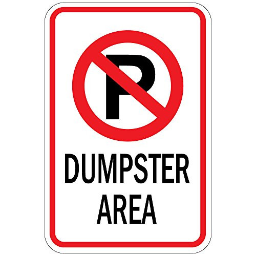 Dumpster Area with P No Parking Symbol Vinyl Sticker Decal 8 inch