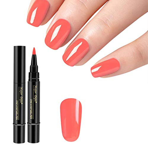 Longay 1 Pc 3 in 1 Step Nail Gel Painting Varnish Pen One Step Nail to Use UV Gel _J_