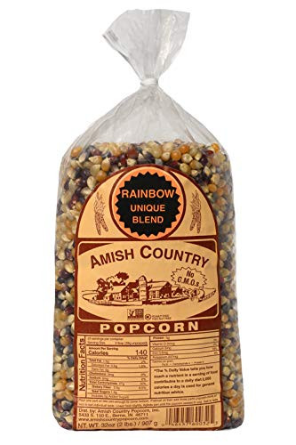 Amish Country Popcorn _ 2 lb Bag _ Rainbow Popcorn Kernels _ Old Fashioned with Recipe Guide _Rainbow _ 2 lb Bag_