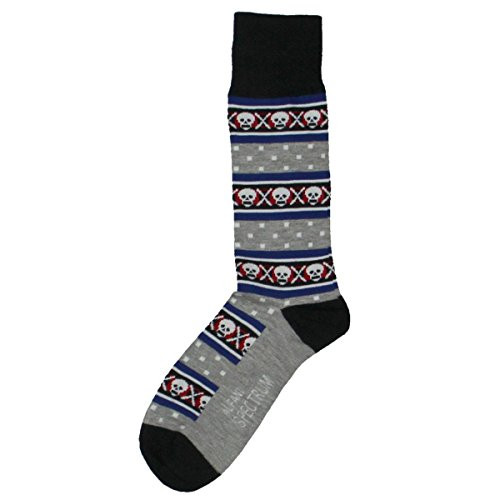 Alfani Men's Skull Heathered Fair Isle Socks_ Grey_ Shoe Size 7_12