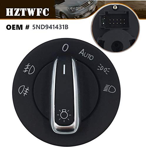 HZTWFC Chrome Headlight Switch Auto 5ND 941 431 B 5ND941431B Compatible for VW Jetta Golf MK5 MK6 Passat B6 3C Tiguan Rabbit