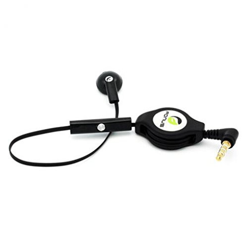 Retractable Headset Mono Handsfree Earphone Mic Single Earbud Headphone Wired _3.5mm_ _Black_ for T_Mobile LG Aristo _ T_Mobile LG G Stylo _ T_Mobile LG G2 _ T_Mobile LG G3
