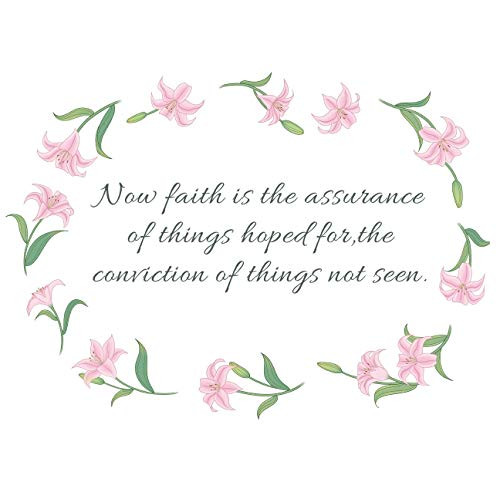 Wall Decal Vinyl Christian Quotes Bible Scripture Inspirational Words Wall Stickers Religious Home Decor_ Now Faith is the Assurance of Things Hoped for_ the Conviction of Things not Seen_ Pink Floral