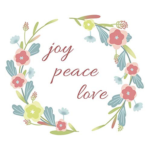Wall Decal Vinyl Christian Quotes Bible Scripture Inspirational Words Wall Stickers Religious Home Decor_ Joy Peace Love_ Floral Pattern