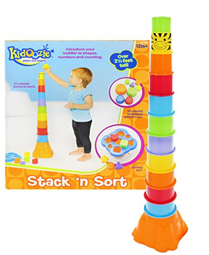 Kidoozie Stack n Sort Toy  12 Colorful Pieces to Stack and 5 Shapes to Sort
