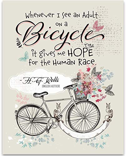 H.G. Wells _ Bicycle Hope for Humans _ 11x14 Unframed Typography Art Print _ Great Gift Under  15 for Bicyclists and Outdoor Lovers