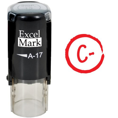 Grade C Minus _ ExcelMark Self_Inking Round Teacher Stamp _ Red Ink