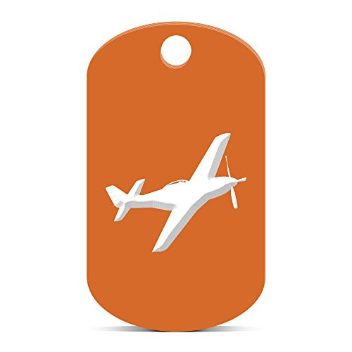 P_51 Mustang Keychain GI Dog Tag Engraved WWII Type 2 Orange
