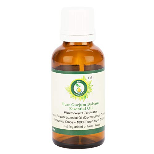 Gurjum Balsam Essential Oil _ Dipterocarpus Turbinatus _ Gurjum Balsam Oil _ Gurjun Balsam Oil _ 100 Percent  Pure Natural _ Steam Distilled _ Therapeutic Grade _ 5ml _ 0.169oz By R V Essential