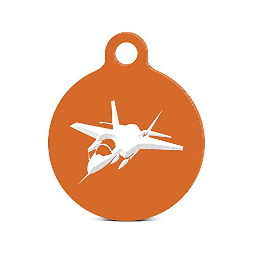 fagraphix F_35 Lightning II Round Keychain with Tab Engraved Fighter F35 v2 Orange