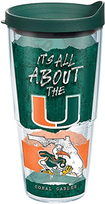 Tervis 1269781 Miami Hurricanes College Statement Tumbler with Wrap and Hunter Green Lid 24oz, Clear Tervis 1269781 Miami Hurricanes College Statement Tumbler with Wrap and Hunter Green Lid 24oz, Clear