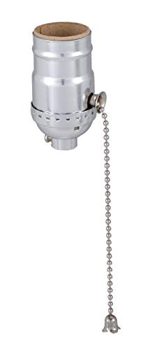 B and P Lamp Pull Chain _On_Off_ Med. Base Lamp Socket with Nickel Finish