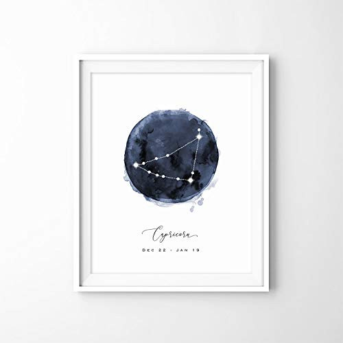 UNFRAMED Capricorn Astrology Print _ 8x10 inch _ Zodiac Constellation Wall Art_ Star Sign Print_ Gift for Her and Him