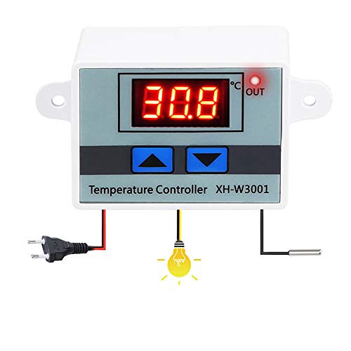 ALLOMN Temperature Controller_ Digital LED Temperature Controller XH_W3001 Incubator Cooling Heating Switch Thermostat NTC Sensor 10A _50~110? Range 110_220V 220V 24V 12V