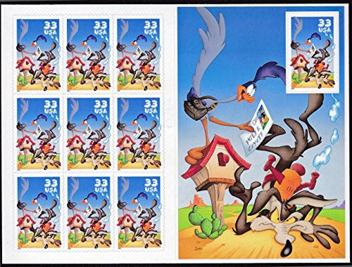 Wile E. Coyote  and  Road Runner Looney Tunes Sheet of 10 33_Cent Stamps_ US_ Scott 3391
