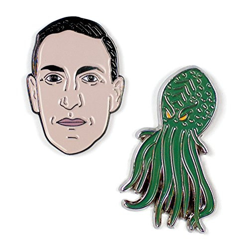 The Unemployed Philosophers Guild H. P. Lovecraft and Cthulhu Enamel Pin Set - 2 Unique Colored Metal Lapel Pins