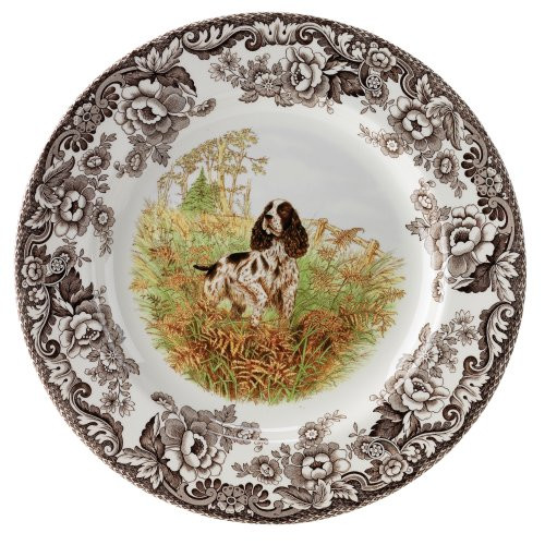 Spode Woodland Hunting Dogs English Springer Spaniel Salad Plate