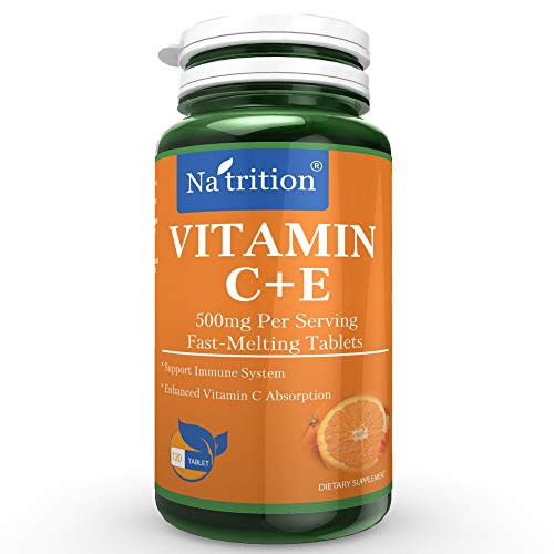 Vitamin C Plus E Fast Melting Tablets_ chewable 500 mg per Serving 40 Days Supply