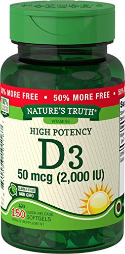 Nature's Truth Vitamin D3 2000 IU _ 150 Softgels _ High Potency _ Non_GMO_ Gluten Free