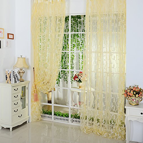 Norbi Willow Voile Tulle Room Window Curtain Sheer Voile Panel Drapes Curtain 39.4'' x 78.8 inch  L _Yellow_