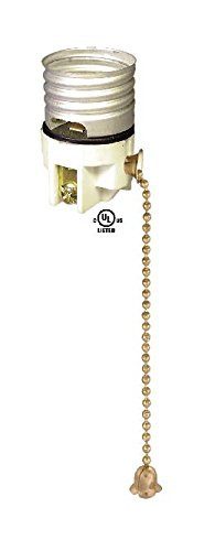 B and P Lamp Porcelain Pull_Chain Socket Interior_ Polished  and  Lacq. Brass Finish Chain