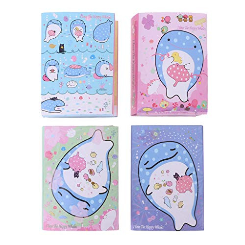 K_MANYU Cute Happy Whale 6 Folding Memo Pad Sticky Note Memo Notepad Bookmark Stationery