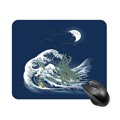 The Wave Off R Lyeh The Call of Cthulhu H P Lovecraft Great Wave of Kanagawa High_Speed Non_Slip Gaming Table mat_ Office Square Rubber Base Mouse pad_ Customized Small Desk mat 11.8x9.8 in