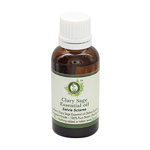 Clary Sage Essential Oil _ Salvia Sclarea _ Clary Sage Oil _ Pure Clary Sage Oil _ For Diffuser _ Undiluted _ 100 Percent  Pure Natural _ Steam Distilled _ Therapeutic Grade _ 15ml _ 0.507oz By R V Essential